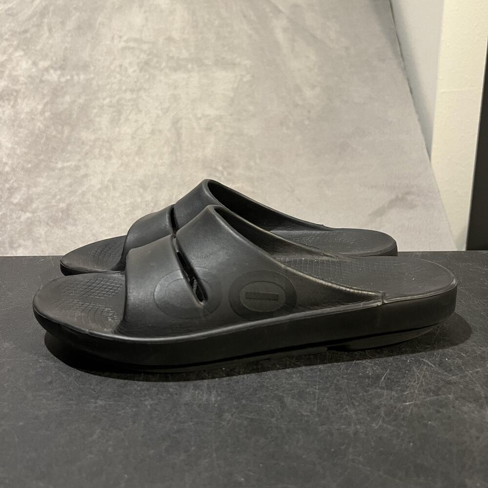 Oofos OOahh Slide Shoes Mens Size 13 Black Recovery Sandals Comfort - Picture 3 of 10